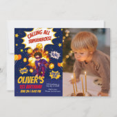 Moderner, Superhero-Foto-Geburtstag Einladung (Vorderseite)