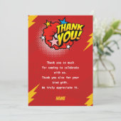 Moderner, Superhero-Geburtstag Dankeskarte (Stehend Vorderseite)