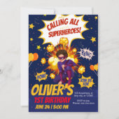 Moderner, Superhero-Geburtstag Einladung (Vorderseite)