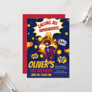 Moderner, Superhero-Geburtstag Einladung