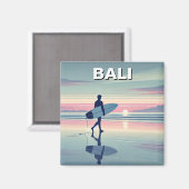 Moderner Surfer Sunset Bali Indonesien Magnet (Vorderseite/Rückseite)