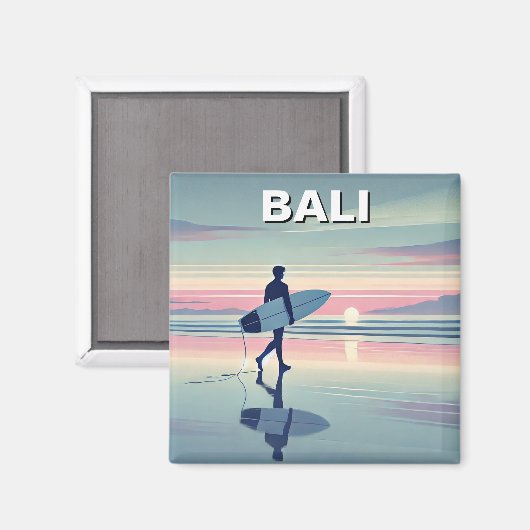 Moderner Surfer Sunset Bali Indonesien Magnet (Vorderseite/Rückseite)
