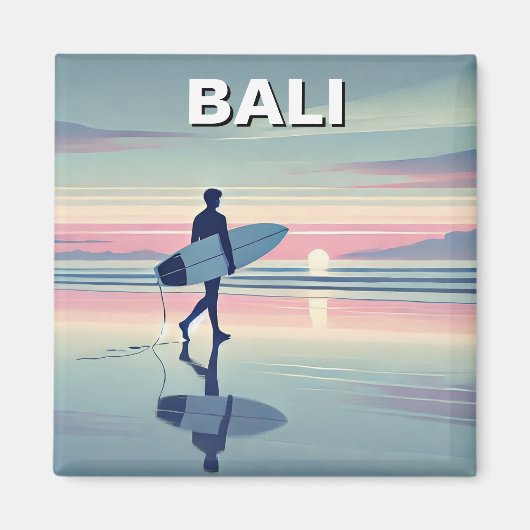 Moderner Surfer Sunset Bali Indonesien Magnet (Vorne)