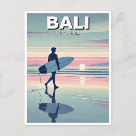 Moderner Surfer Sunset Bali Indonesien Postkarte