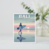 Moderner Surfer Sunset Bali Indonesien Postkarte (Stehend Vorderseite)