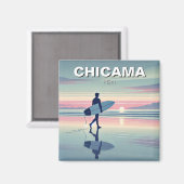 Moderner Surfer Sunset Chicama Peru Magnet (Vorderseite/Rückseite)