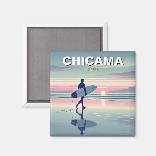 Moderner Surfer Sunset Chicama Peru Magnet (Vorderseite/Rückseite)