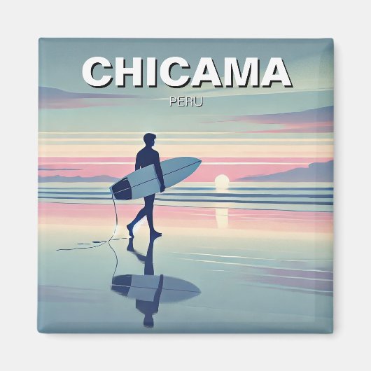 Moderner Surfer Sunset Chicama Peru Magnet (Vorne)