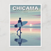 Moderner Surfer Sunset Chicama Peru Postkarte (Vorderseite)