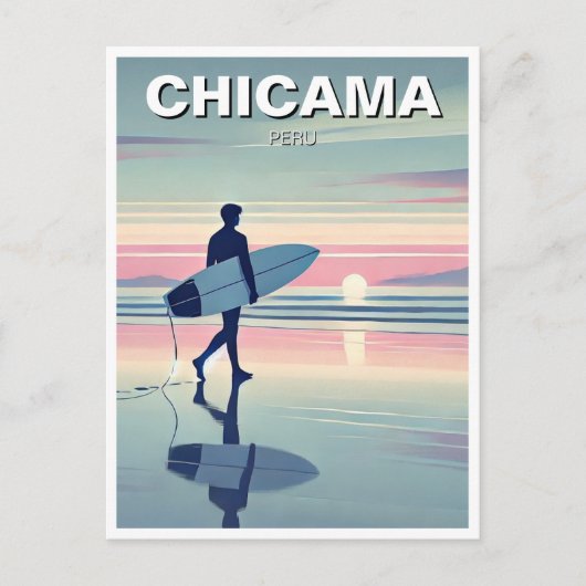 Moderner Surfer Sunset Chicama Peru Postkarte (Vorderseite)