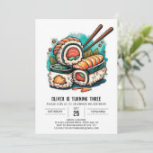 Moderner Sushi-Kindergeburtstag Einladung (Stehend Vorderseite)