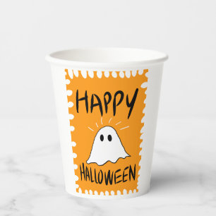 Moderner süßer Cartoon-Geist Orange Halloween Pappbecher