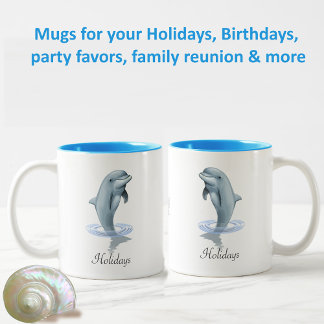 Moderner süßer Delfin, Schrift und Monogramm Zweifarbige Tasse
