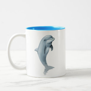 Moderner süßer Delfin und Türkis Initial Tasse