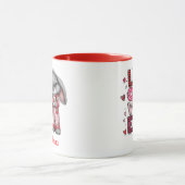 Moderner süßer Liebeshase Valentinstag Name Tasse (Zentrum)