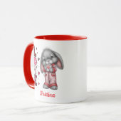 Moderner süßer Liebeshase Valentinstag Name Tasse (Vorderseite Links)