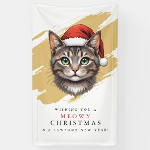 Moderner süßer Weihnachtskatze mit Santa-Hut Banner