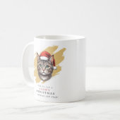 Moderner süßer Weihnachtskatze mit Santa-Hut Kaffeetasse (Vorderseite Links)