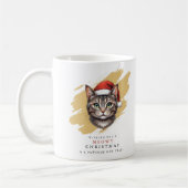 Moderner süßer Weihnachtskatze mit Santa-Hut Kaffeetasse (Links)