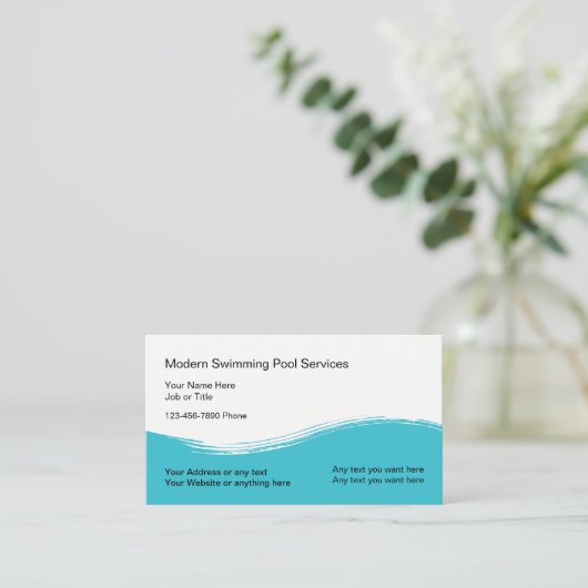 Moderner Swimmingpool Service Visitenkarte (Stehend Vorderseite)