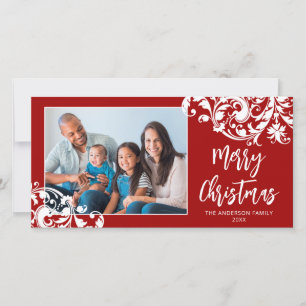 Moderner Swirl Blühte Weihnachten Rot und Weiß