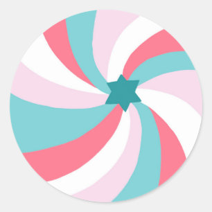 Moderner Swirl Star von David Bar Bar Mitzvah Cust Runder Aufkleber