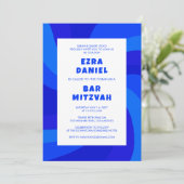Moderner Swirl Star von David Custom Bar Bat Mitzv Einladung (Stehend Vorderseite)