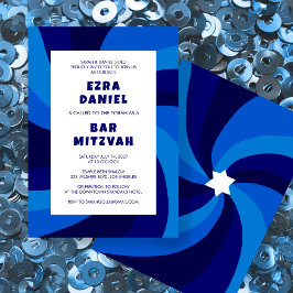 Moderner Swirl Star von David Custom Bar Bat Mitzv Einladung