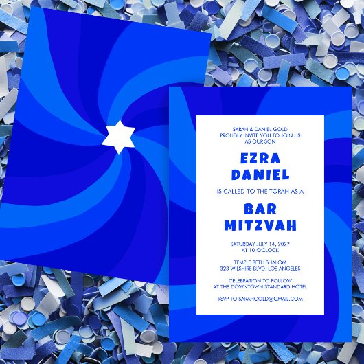 Moderner Swirl Star von David Custom Bar Bat Mitzv Einladung