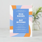 Moderner Swirl Star von David Custom Bar Bat Mitzv Einladung (Stehend Vorderseite)