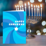 Moderner Swirl Star von David HAPPY HANUKKAH HOLID Karte<br><div class="desc">Eine perfekte Karte für ein jüdisches Fest! Handgemachte Kunst für Sie. Vollständig anpassbar! Klicken Sie auf "Personalisieren" oben, um den Text zu bearbeiten. Klicken Sie auf "Bearbeiten mit dem Designwerkzeug", um die Schriftart, Farben und Einstellungen anzupassen. Design ist auch als digitaler Download verfügbar, um sofort zu senden und auf der...</div>