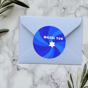 Moderner Swirl Star von David MAZEL TOV Mitzvah Runder Aufkleber