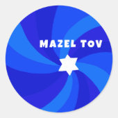Moderner Swirl Star von David MAZEL TOV Mitzvah Runder Aufkleber (Vorderseite)