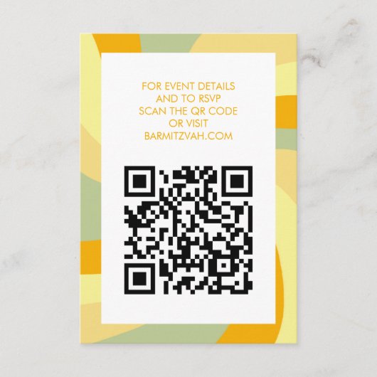 Moderner Swirl Star von David QR Code Bar Bat Mitz Begleitkarte (Vorderseite)