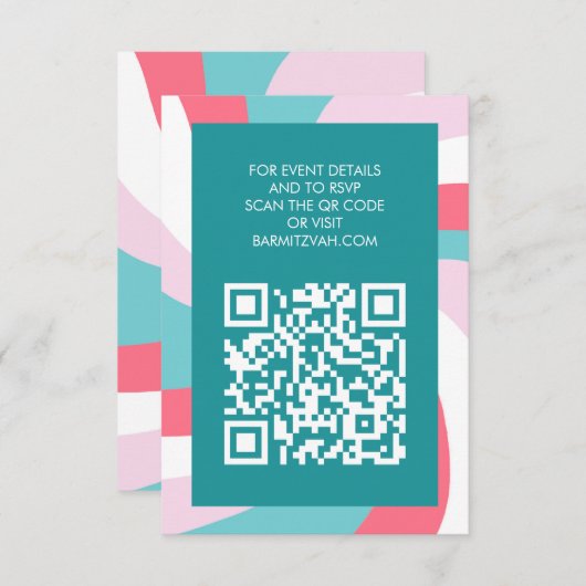 Moderner Swirl Star von David QR Code Bar Bat Mitz Begleitkarte (Vorne/Hinten)