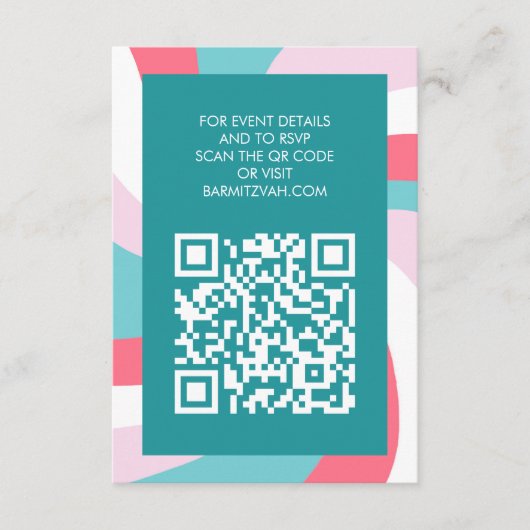Moderner Swirl Star von David QR Code Bar Bat Mitz Begleitkarte (Vorderseite)