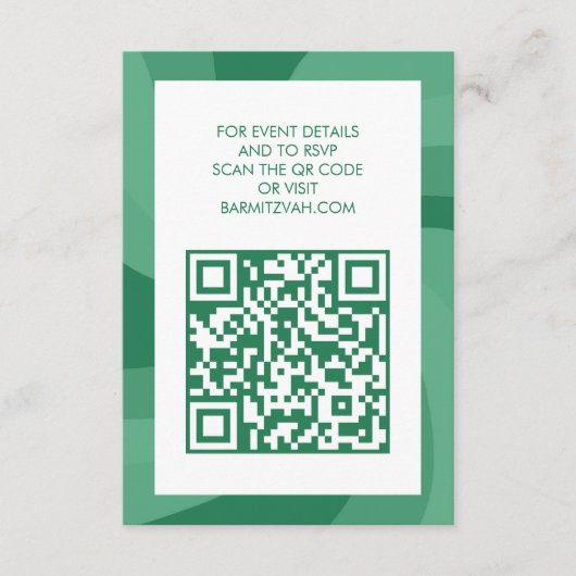 Moderner Swirl Star von David QR Code Bar Bat Mitz Begleitkarte (Vorderseite)