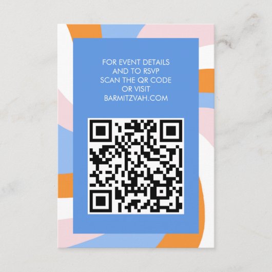 Moderner Swirl Star von David QR Code Bar Bat Mitz Begleitkarte (Vorderseite)