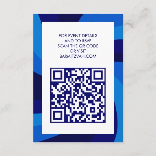 Moderner Swirl Star von David QR Code Bar Bat Mitz Begleitkarte (Vorderseite)