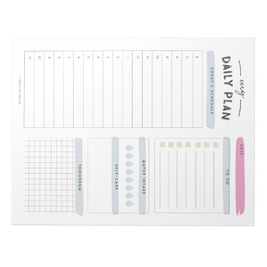 Moderner Tagesplaner Notizblock (Vorderseite)