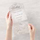 Moderner Tan Marmor Minimal Kein Abendessen All In One Einladung (Abreißen)