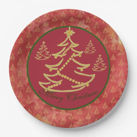 Moderner Tannenbaum Pappteller (Vorderseite)