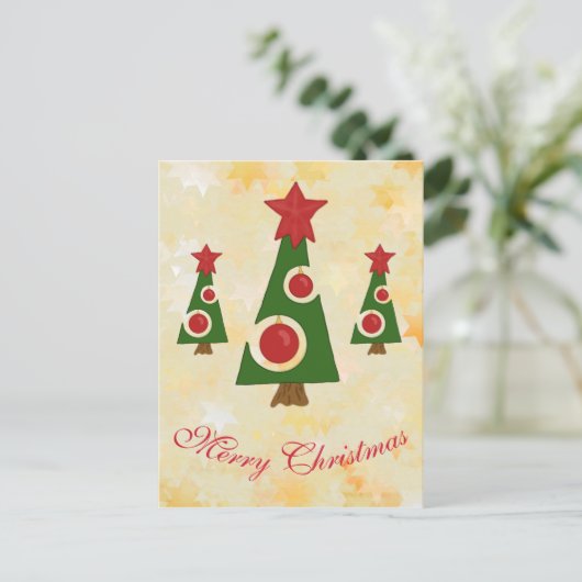 Moderner Tannenbaum Postkarte (Stehend Vorderseite)