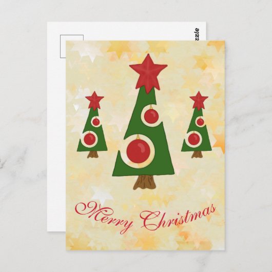 Moderner Tannenbaum Postkarte (Vorne/Hinten)