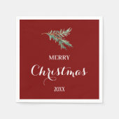 Moderner Tannenbaumzweig für Weihnachten Serviette (Vorderseite)