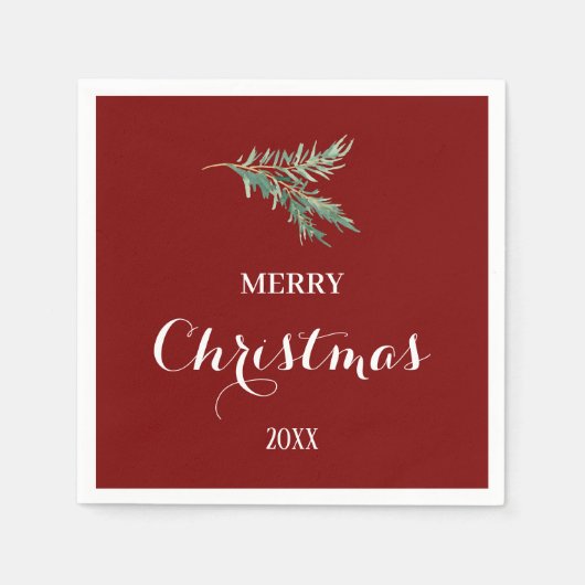 Moderner Tannenbaumzweig für Weihnachten Serviette (Vorderseite)