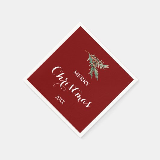 Moderner Tannenbaumzweig für Weihnachten Serviette (Ecke)