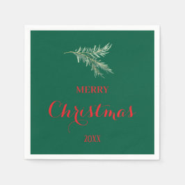 Moderner Tannenbaumzweig für Weihnachten Serviette