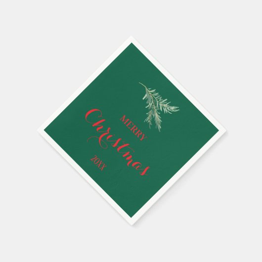 Moderner Tannenbaumzweig für Weihnachten Serviette (Ecke)