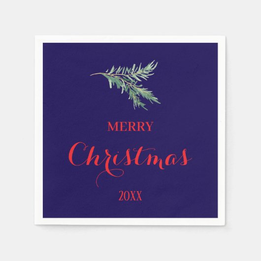 Moderner Tannenbaumzweig für Weihnachten Serviette (Vorderseite)